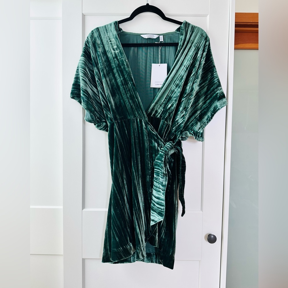 Velvety Green Wrap Dress